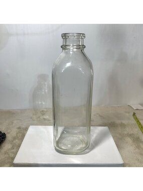 Vintage Clear Glass Milk Bottle Decor 10" Tall